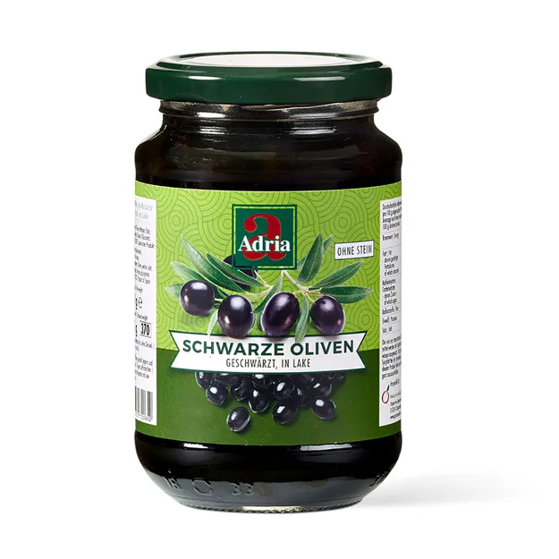 Adria Schwarze Oliven ohne Kerne (370ml)