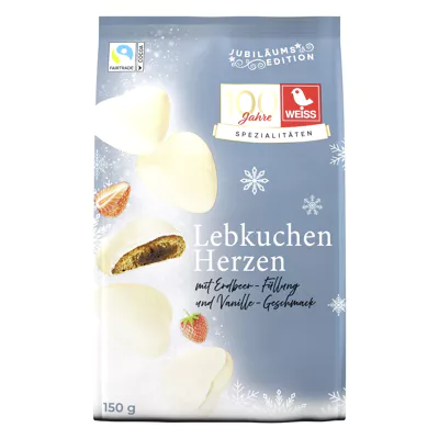 Gefüllte Lebkuchen-Herzen Erdbeer-Vanille (150g)