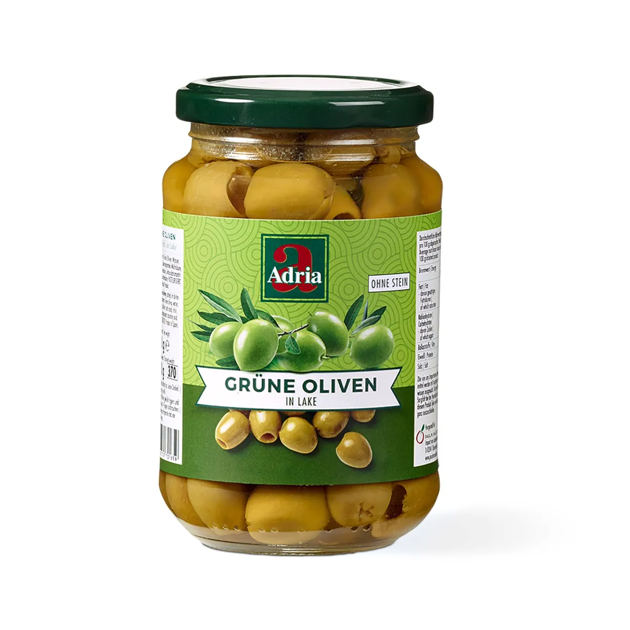 Adria Grüne Oliven ohne Kerne (370ml)