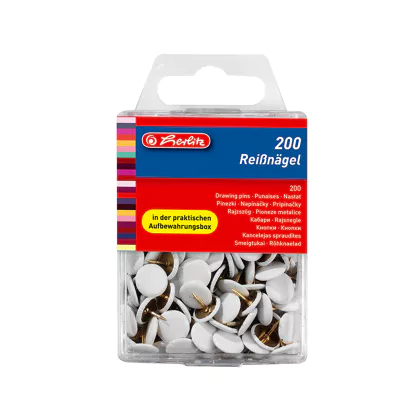 [4_393466] Reißnägel Box weiß (200 Stück)