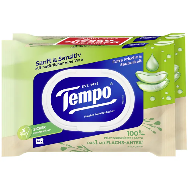 Tempo Feuchttücher Sanft & Sensitive Nachfüllerpack (2x42Stk.)
