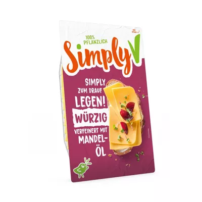 Simply V Vegane Käsescheiben - würzig mit Mandel (150g)