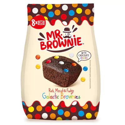 [4_1186] Mr. Brownie Schokobrownies mit bunten Schokolinsen (8Stk.)