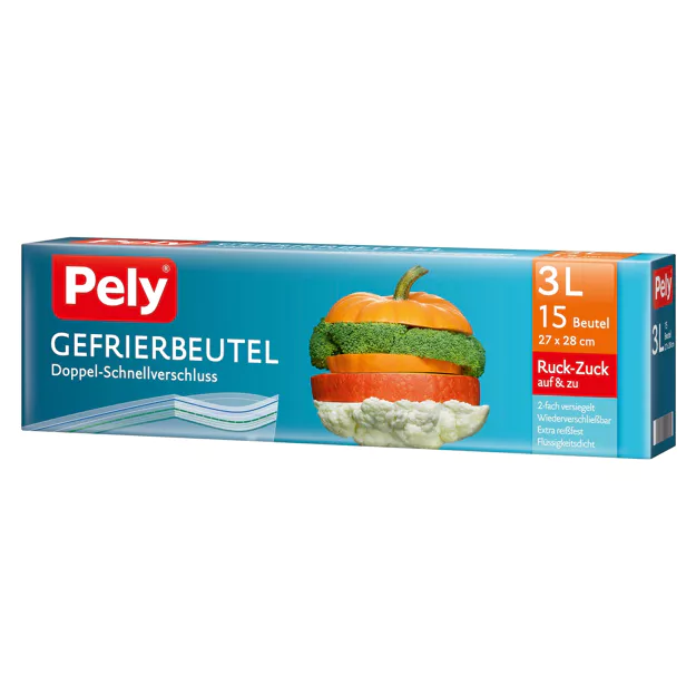 Pely Gefrierbeutel Schnellverschluss - 3 Liter (15Stk.)