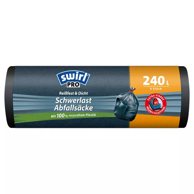 Swirl Schwerlast-Müllbeutel mit Zugband 240L (5Stk.)