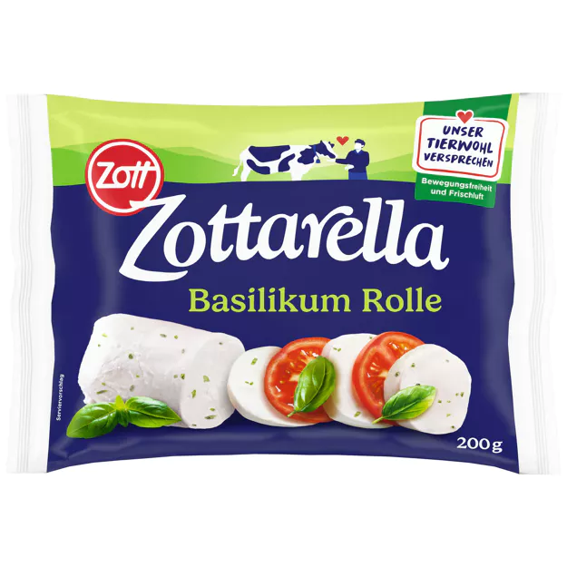 Zottarella Mozzarella Basilikum Rolle 45% (200g)