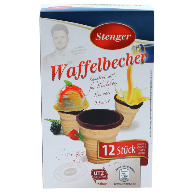 Stenger Waffelbecher mit kakaohaltiger Fettglasur (12Stk.)