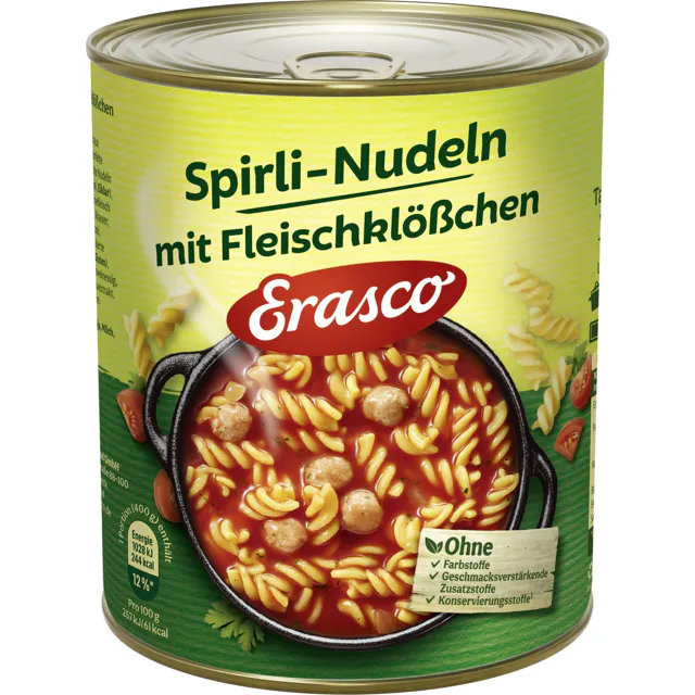 Erasco Spirli-Nudeln mit Fleischklößchen (800g)