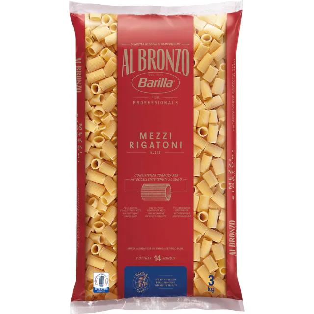 Barilla Al Bronzo Mezzi Rigatoni (3000g)