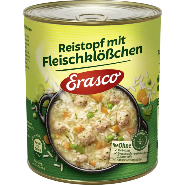 Erasco Reistopf mit Fleischklößchen (800g)