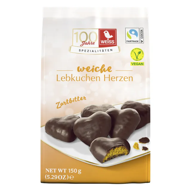 Weiss Lebkuchenherzen Zartbitter (150g)