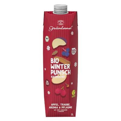 Grünland Bio Winterpunsch Apfel, Traube, Aronia & Pflaume (1l)