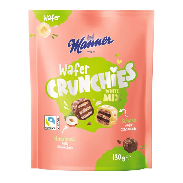 Manner Wafer Crunchies Mix White Haselnuss & Schoko (130g)