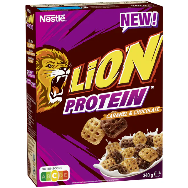 [4_1156] Nestle Lion Protein Caramel & Chocolate (340g)